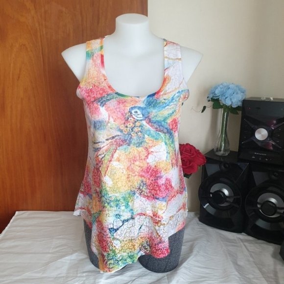 Katies AU-L Rainbow Colourful Sleeveless Singlet Blouse Top Tee NWOT - Picture 3 of 11
